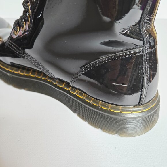 Dr. Martens Zavala Women Black Patent Leather Combat Lace-Up Boots Sz 8 - Picture 10 of 12